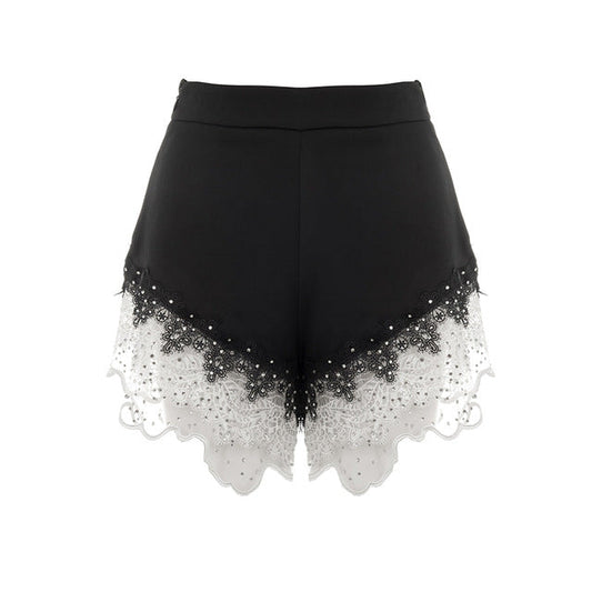Dam Bermudashorts Hög Midja Bomull Patchwork-1