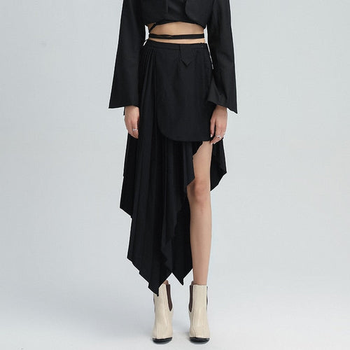 Dam A-Line Kjol Asymmetrisk Bomullspolyester Midikalv-1