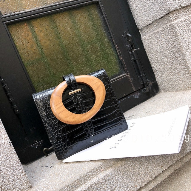 Dam Handväska Hasp Stängning PU Enfärgad Modern-1