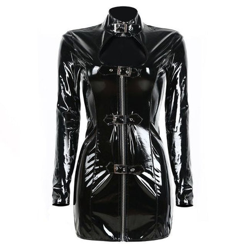 Kvinnors Miniklänning Turtleneck Lätt PVC-1