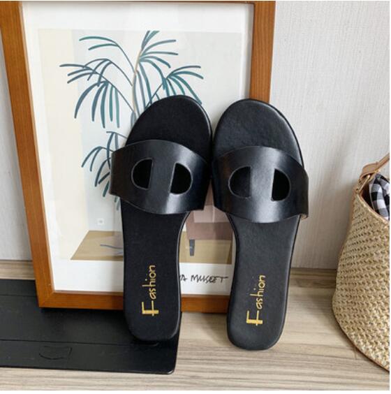 Variant image for Dam Sandaler Bekväma PU-läder Slip-On Platta Sula-2