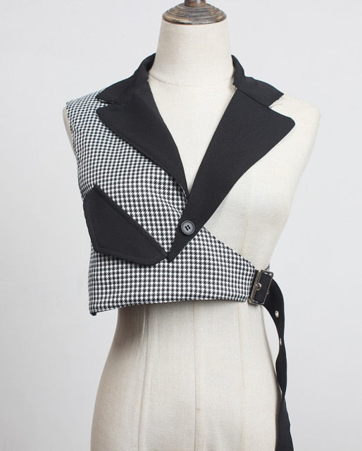 Variant image for Dam Blazer Crop Top Enfärgad Bomull Polyester med Vikbar Krage-3