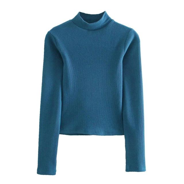 Dam T-shirt Långärmad Turtleneck Polyester Komfort 6