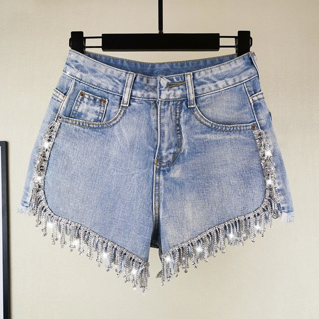 Kvinnors Denimshorts Lösa Fickor 100% Bomull Streetwear-5