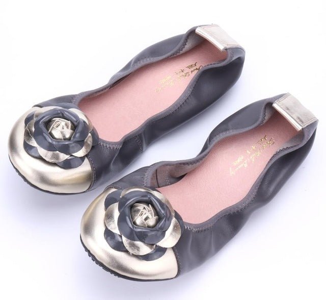 Variant image for Dam Ballerina Skor Blommönster Äkta Läder Slip-On Komfort-4