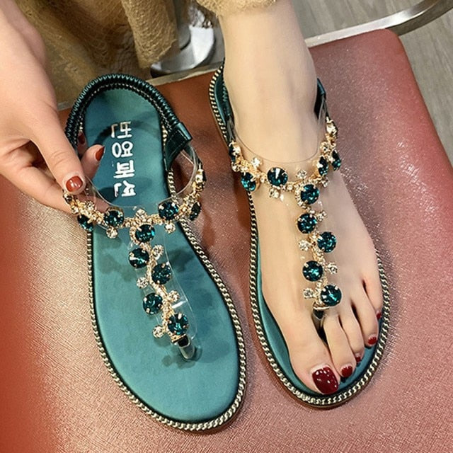 Variant image for Dam Sandaler T-strap PU med Rhinestones och Platt Sula-2
