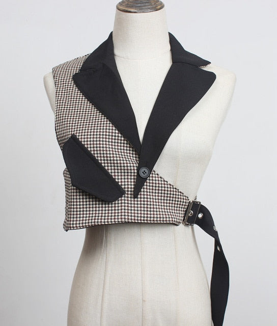 Variant image for Dam Blazer Crop Top Enfärgad Bomull Polyester med Vikbar Krage-2