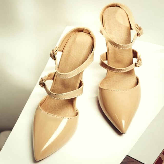 Variant image for Damer Mules Höga Klackar PU-Läder Öppen Tå-6