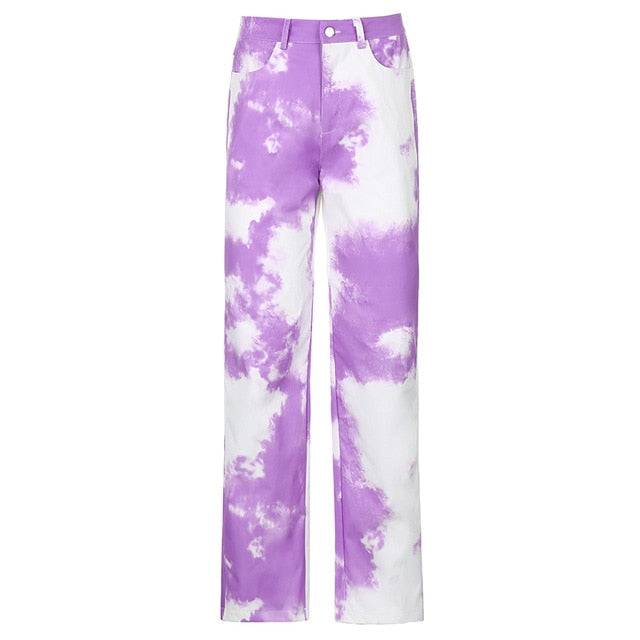 Variant image for Dam Hög Midja Blekflare Jeans Polyester Spandex-3