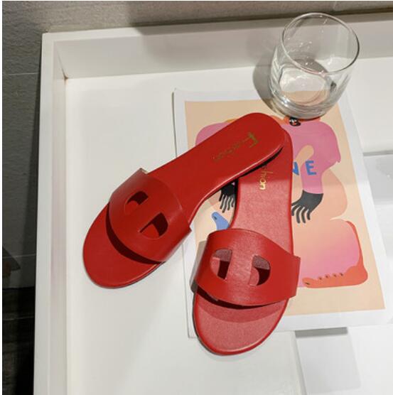 Variant image for Dam Sandaler Bekväma PU-läder Slip-On Platta Sula-3