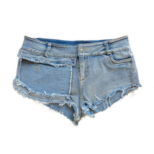 Kvinnors Denim Shorts Låg Midja Tight Passform-1