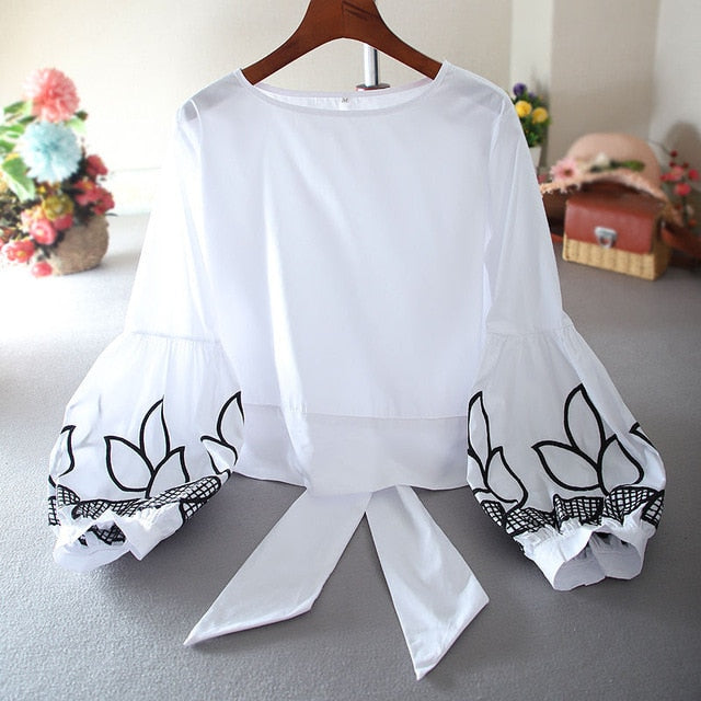 Variant image for Dam Blus Kort Polyester med Blommotiv och Ballonghylsor-5