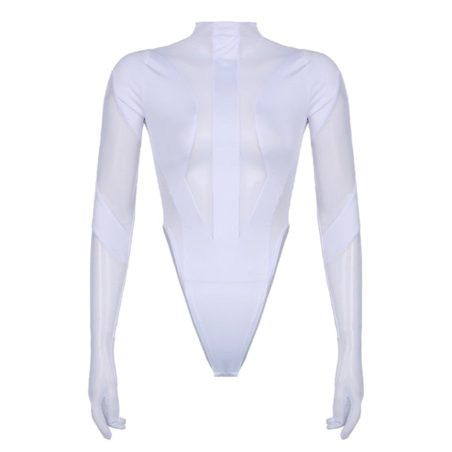 Variant image for Dam Bodysuit Turtleneck Transparent Mesh Polyester Smal Passform-1