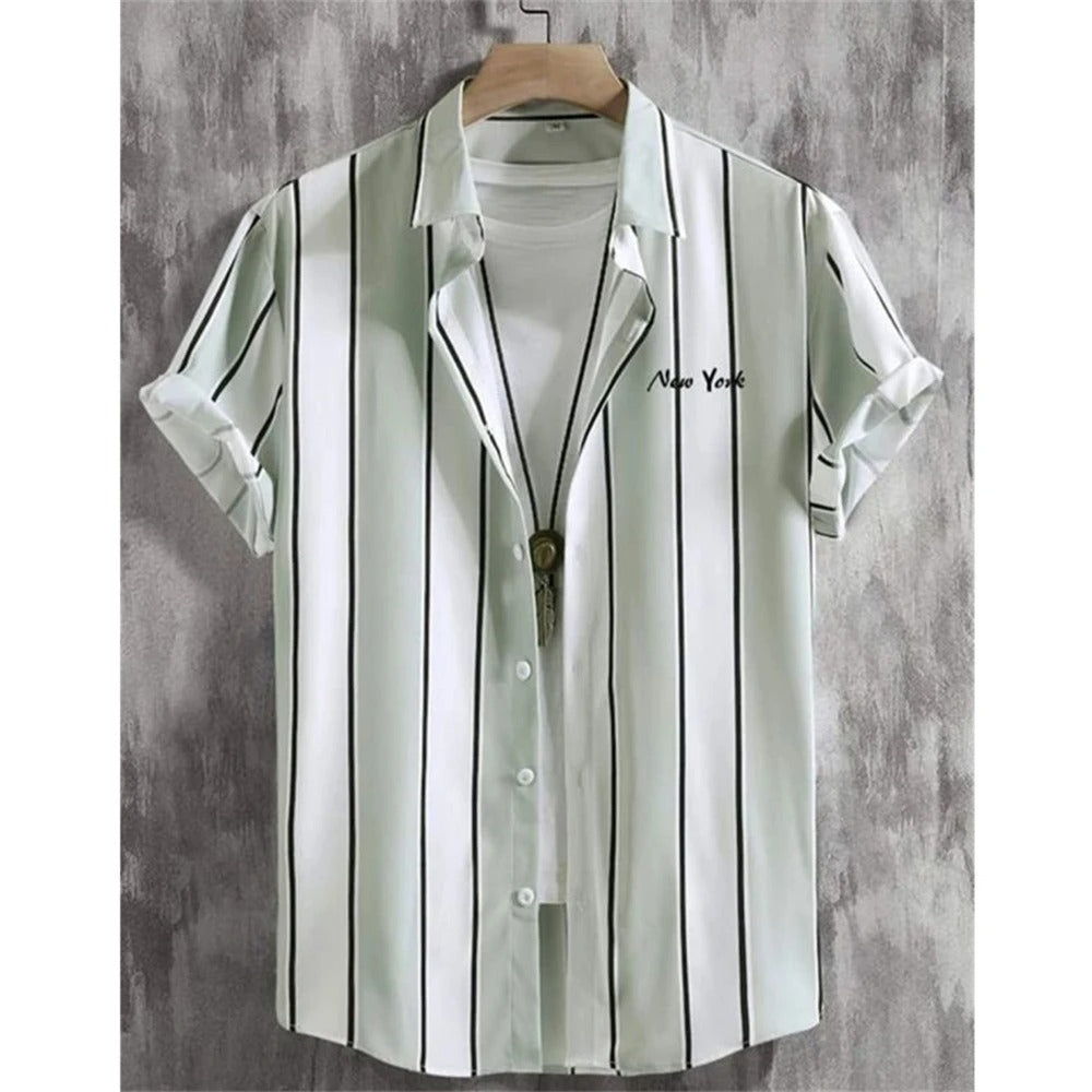 Variant image for Herrskjorta Randig Modern Polyester Lätt och Andningsbar-17