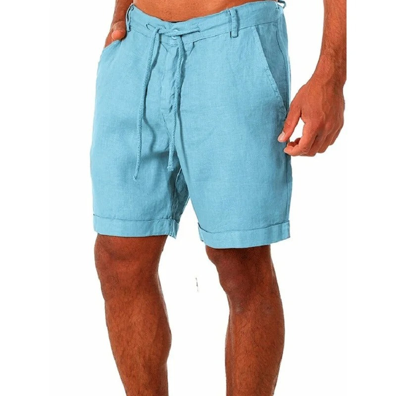 Herrens Linneshorts Lätta Med Elastisk Midja 9
