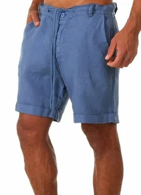Herrens Linneshorts Lätta Med Elastisk Midja 4