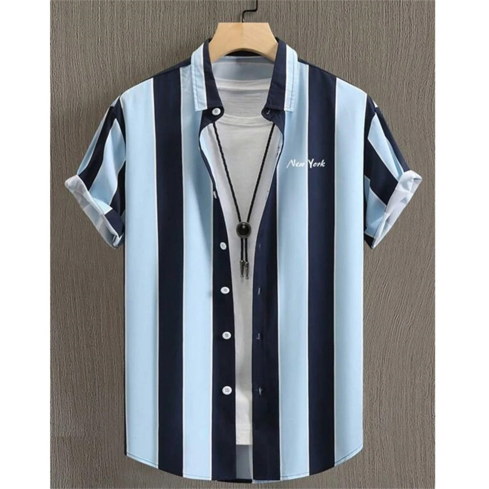 Variant image for Herrskjorta Randig Modern Polyester Lätt och Andningsbar-33