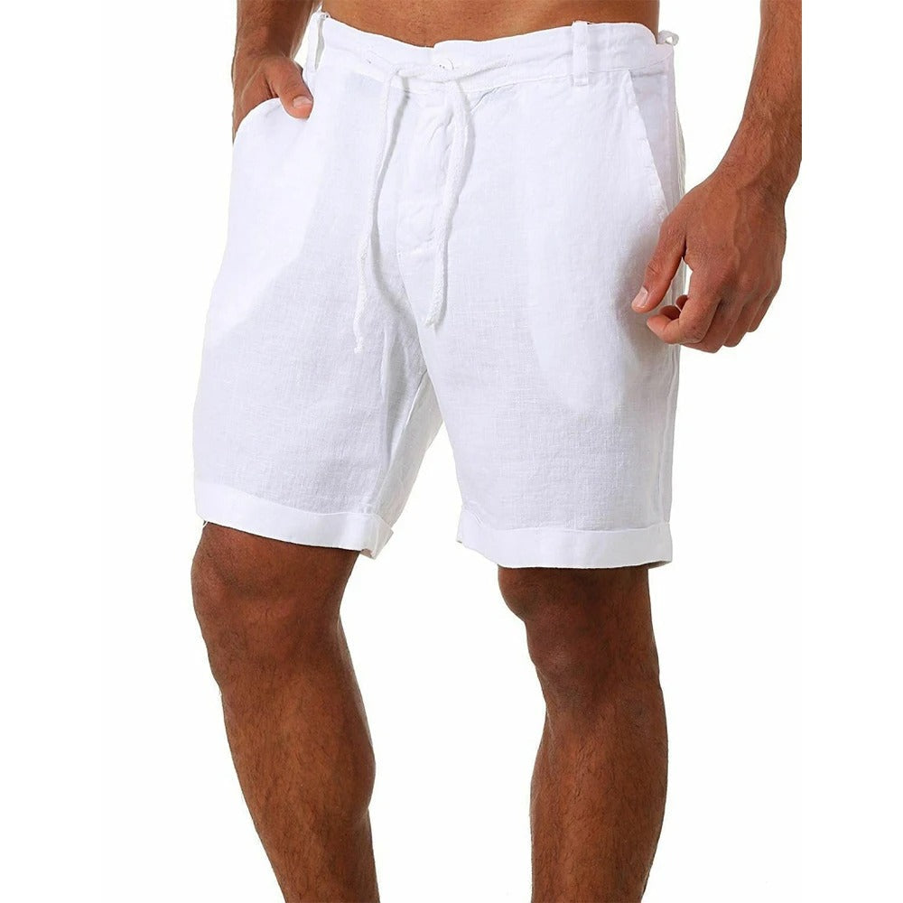 Herrens Linneshorts Lätta Med Elastisk Midja 12