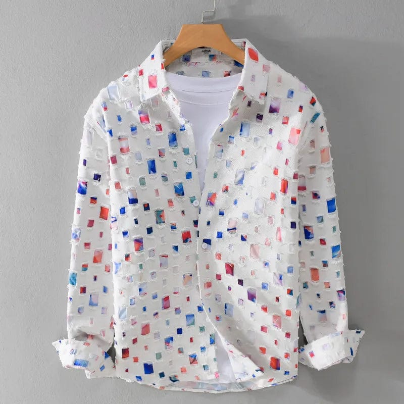 Unisex Fritidsskjorta Geometriskt Mönster Lätt Material-3