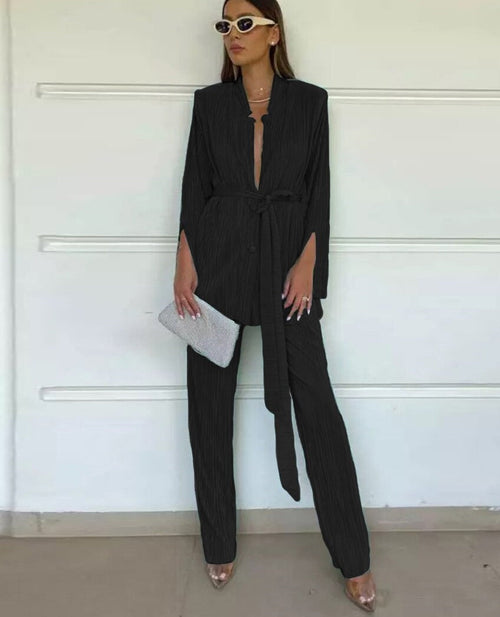 Dam Set Bodycon Blazer Byxor Högkvalitativt Tyg-1