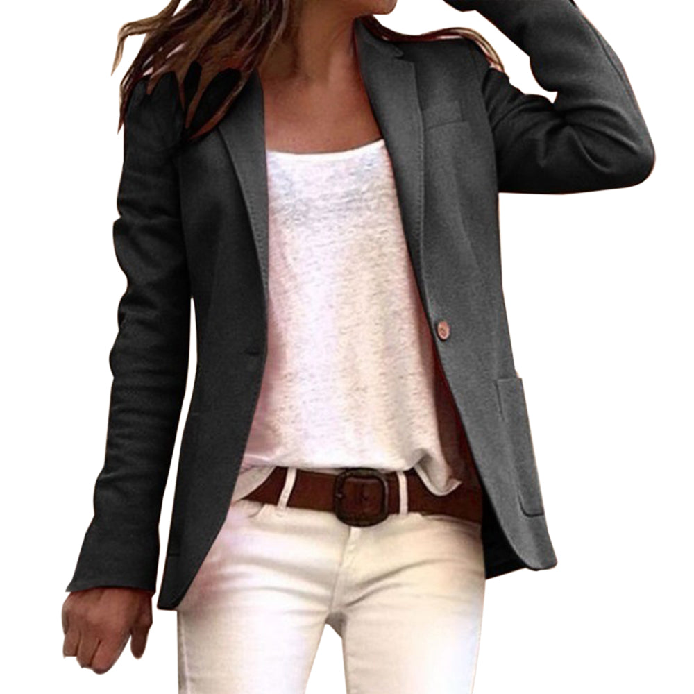 Dam Blazer Smal Långsluten Polyester Elegant Passform-2
