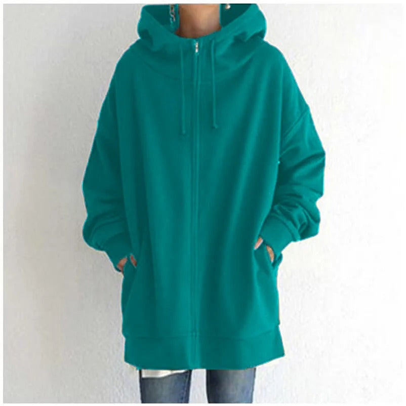 Avslappnad Hoodie för Kvinnor i 100% Bomull med Integrerad Huva – Perfekt för Vardag och Avkoppling 4