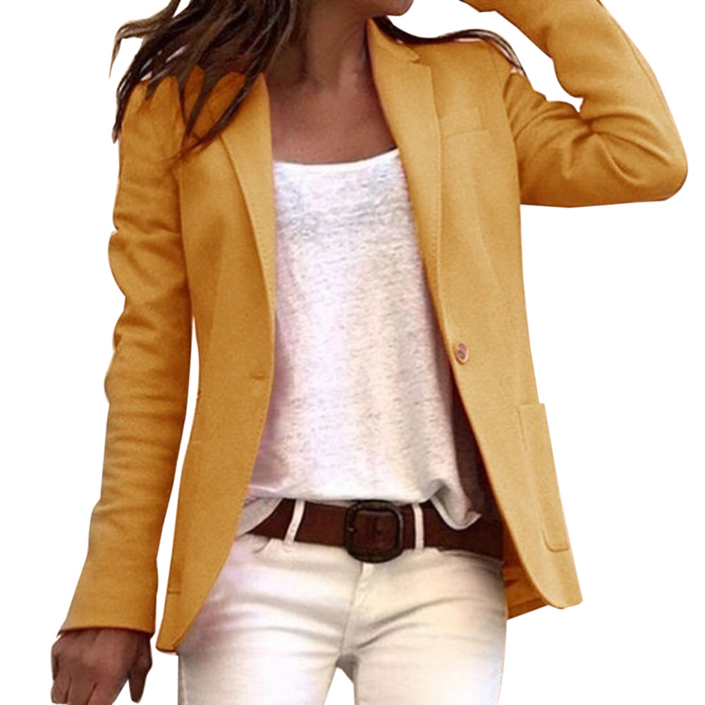 Dam Blazer Smal Långsluten Polyester Elegant Passform-3