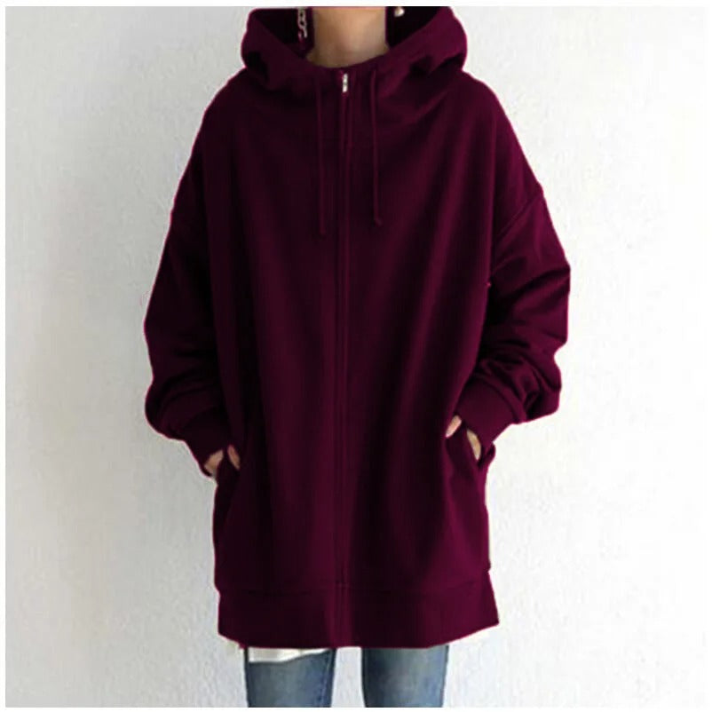 Avslappnad Hoodie för Kvinnor i 100% Bomull med Integrerad Huva – Perfekt för Vardag och Avkoppling 3