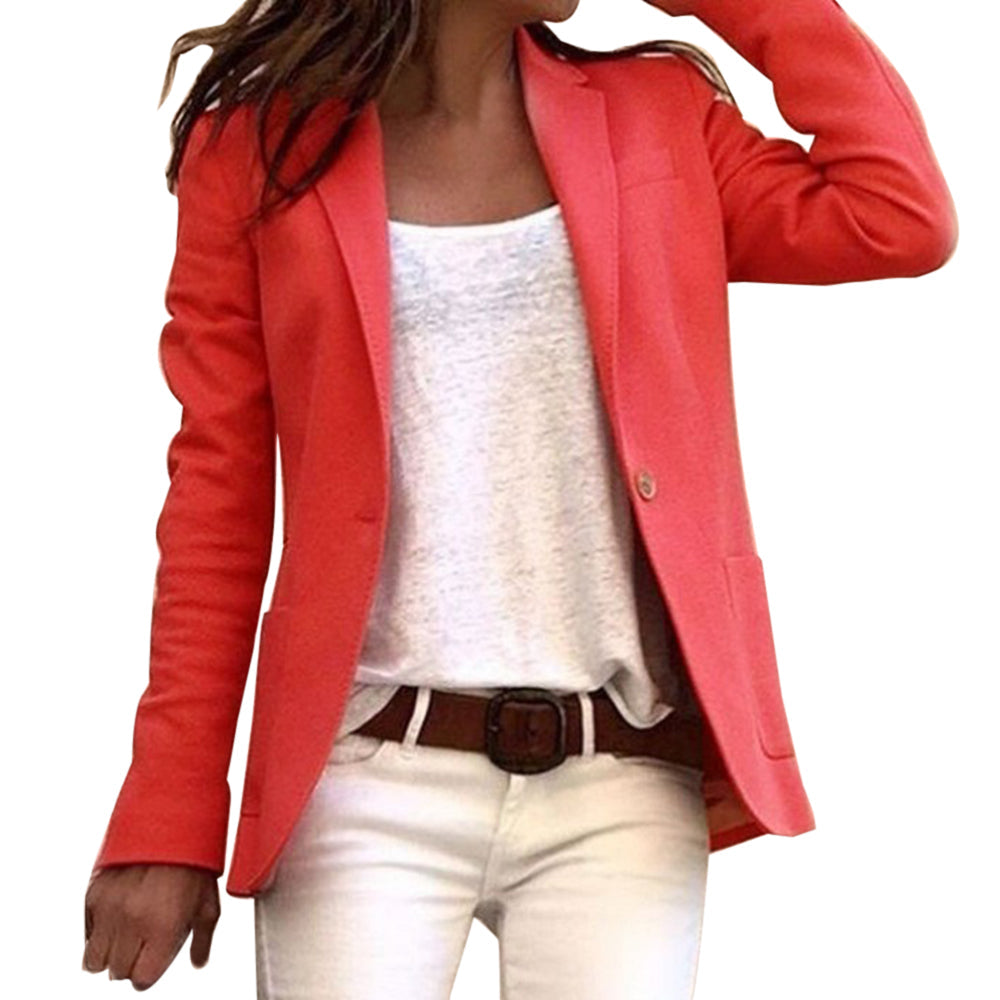Dam Blazer Smal Långsluten Polyester Elegant Passform-6