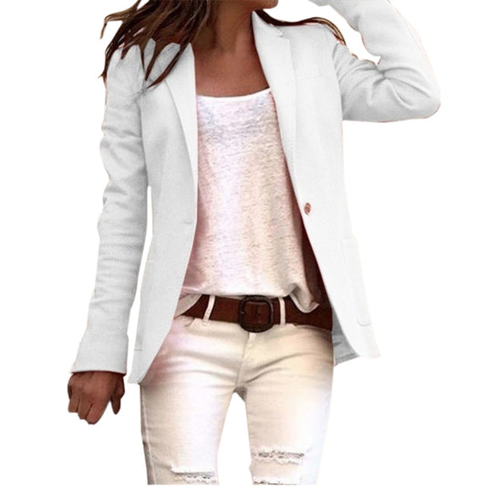 Dam Blazer Smal Långsluten Polyester Elegant Passform-1