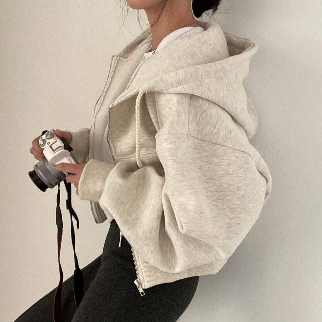 Oversized Väst Dam med Mjuk Hoodie i 100% Bomull – Bekväm och Stilren för Lager-på-Lager Styling 2