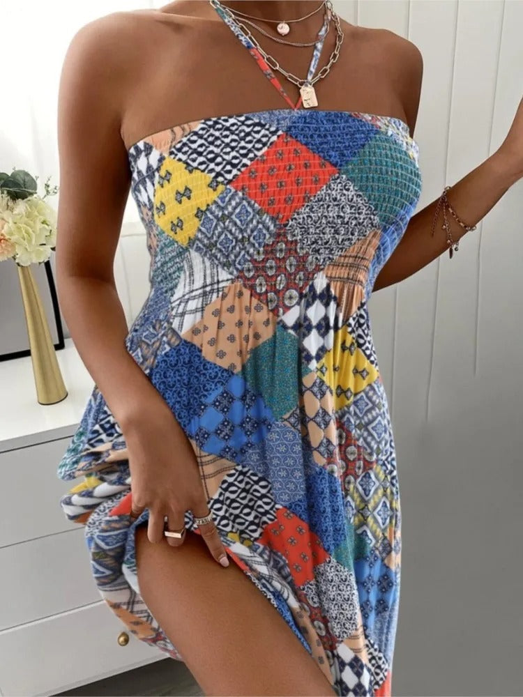 Dam Miniklänning Ärmös Lätt Material Elegant Silhuett-4