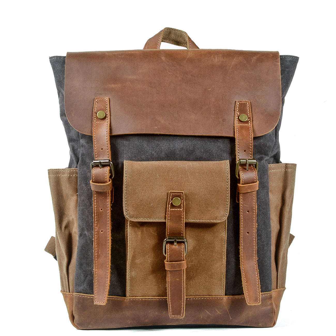 Variant image for Unisex Laptop Ryggsäck Vaxad Bomullsduk och Läder 15 Tum-3
