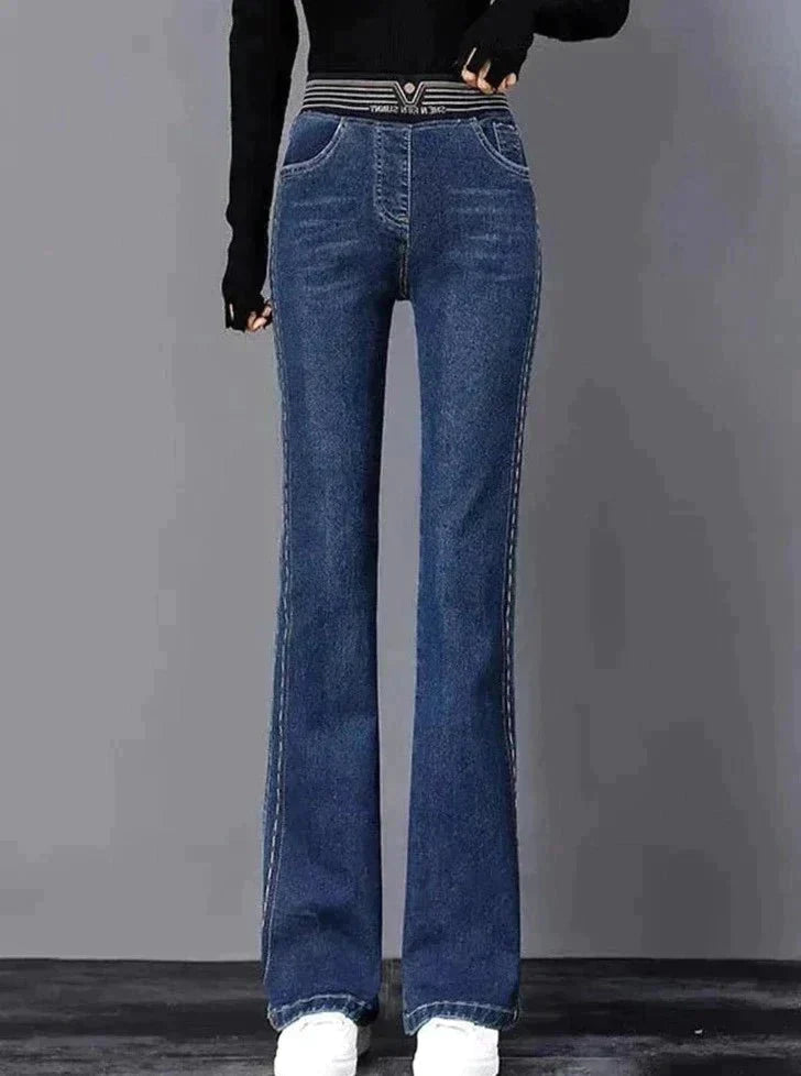 Hög Midja Flared Jeans för Kvinnor – Elastiskt Tyg, Vintage Design, Smickrande Passform, Flera Storlekar och Färger 7
