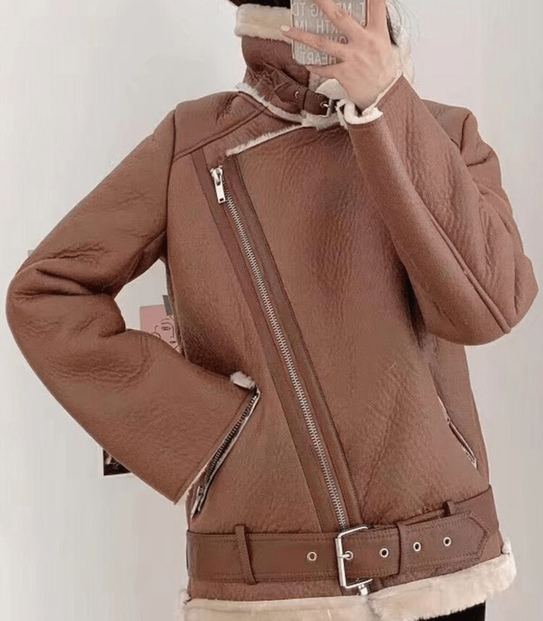 Kvinno Vinterrock Läder Chic Vattentät Vindtät Robusta Material 3