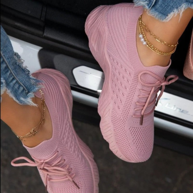 Kvinnors Sneakers Trendig Syntetisk Läder och Textil-5