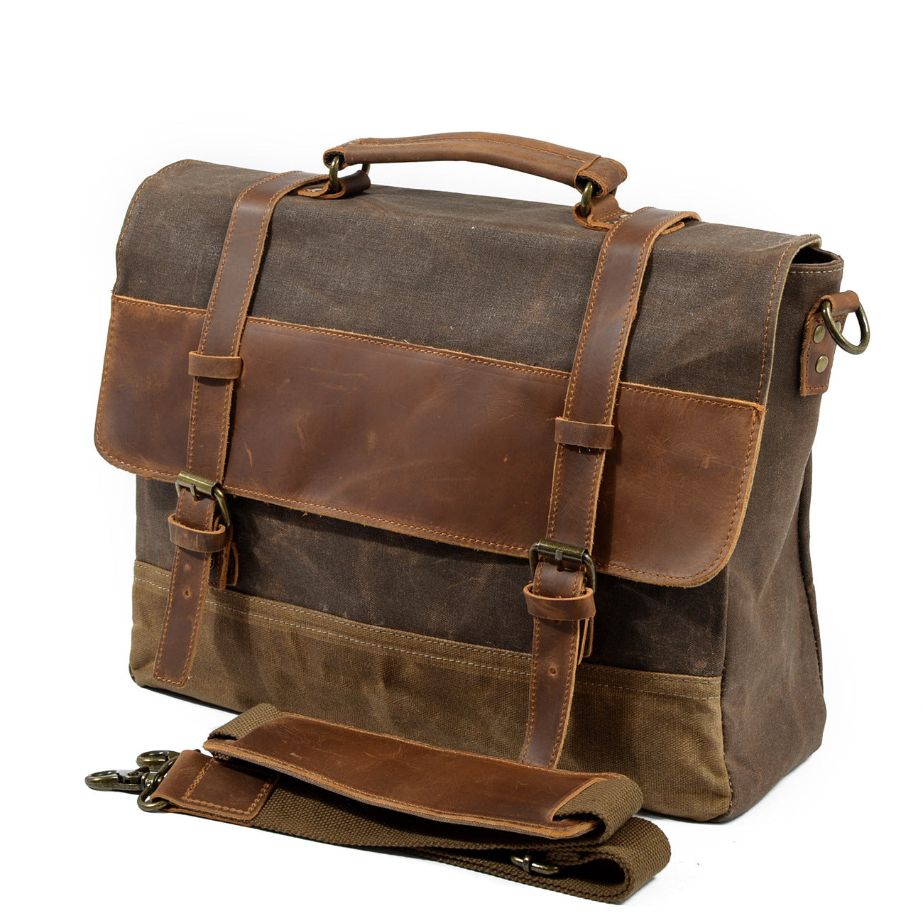Dam Messenger Bag Vaxad Duk Hållbar Canvas 2