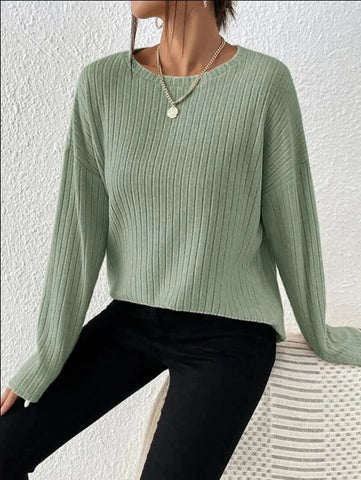 Dam Cardigan Mjuk Avslappnad Pitstrip Stickad-1