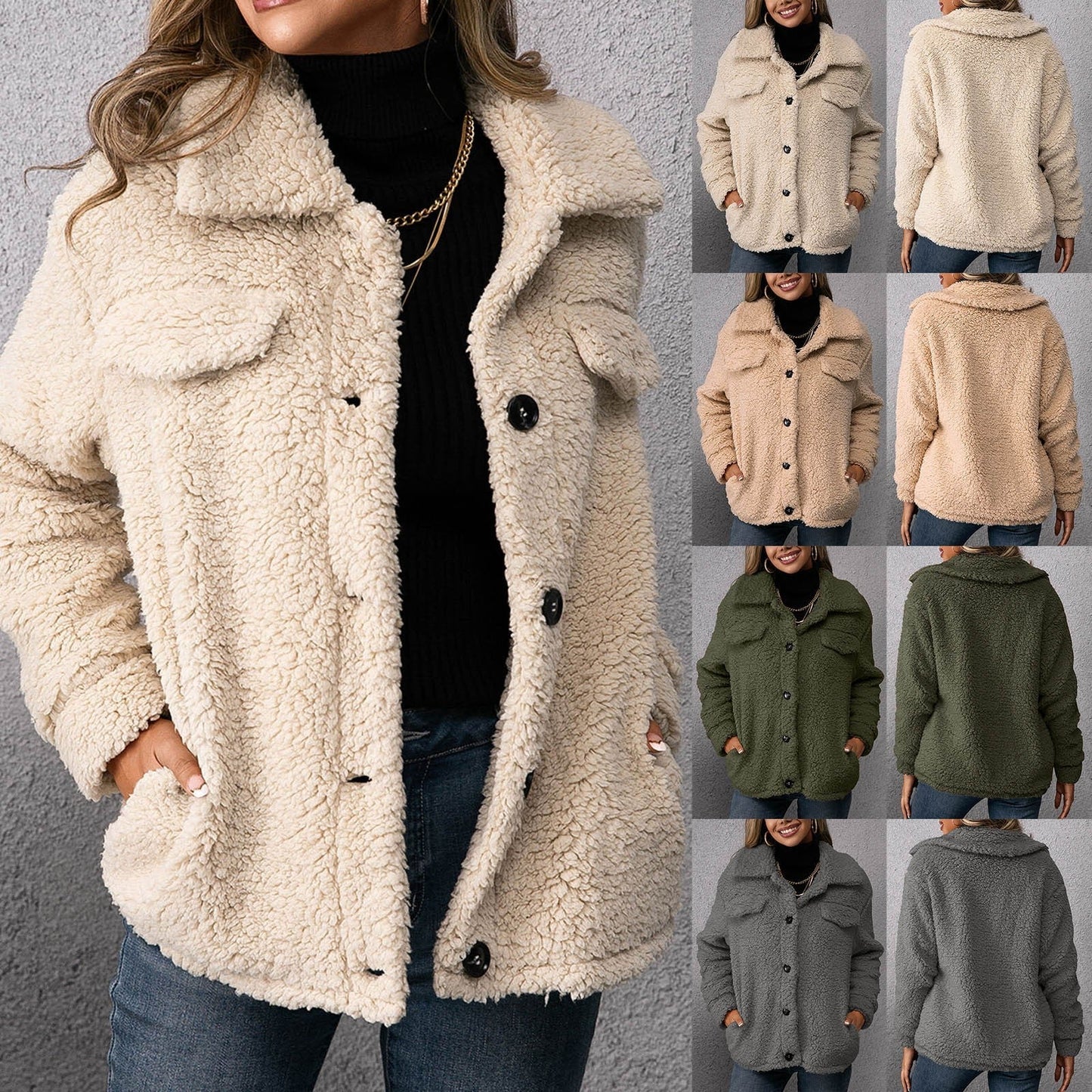 Lång Teddyjacka Dam i Mjuk Fleece – Trendig Design för Kalla Dagar, Avslappnat Snitt 3