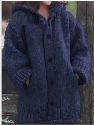 Lång Kofta Dam Löst Sittande Ull Polyester Cardigan 14