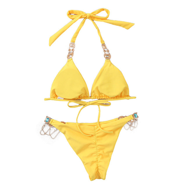 Variant image for Bikiniset Dam Patchwork Nylon Trendig Låg Midja-1