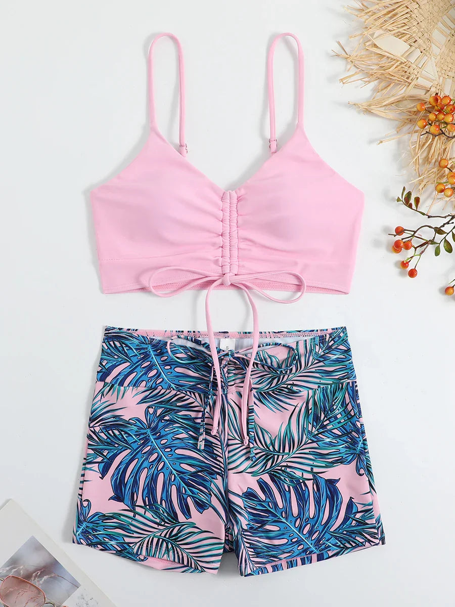 Baddräkt Dam Högklippt Mönstrad Polyester Spandex-3