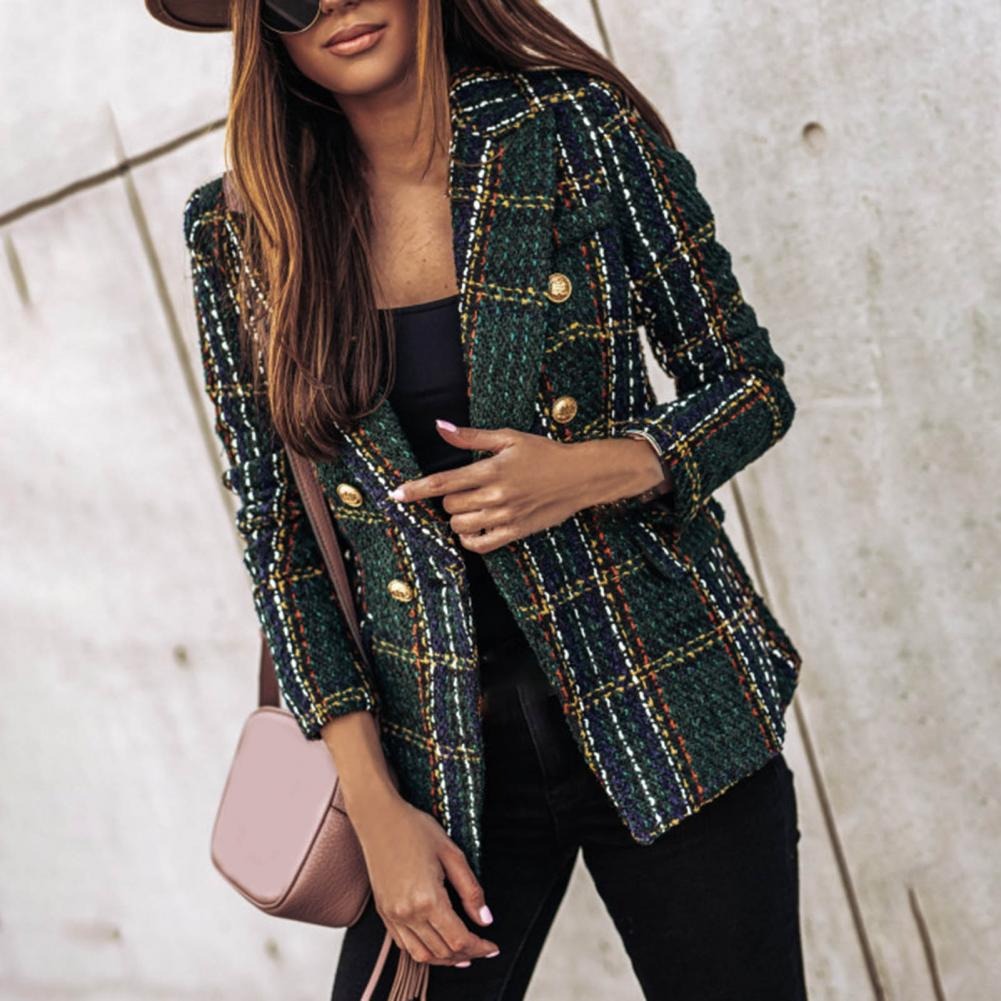 Variant image for Dam Blazer Rutig Tweed med Sidofickor och Glitterdetaljer-7