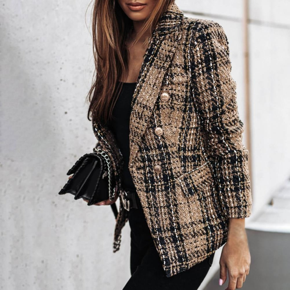 Variant image for Dam Blazer Rutig Tweed med Sidofickor och Glitterdetaljer-1