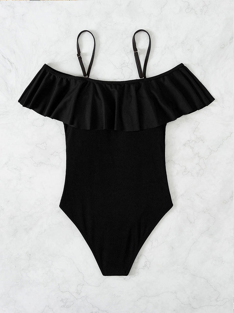 Dam Baddräkt Off-Shoulder Nylon Spandex med Push-Up Effekt-3