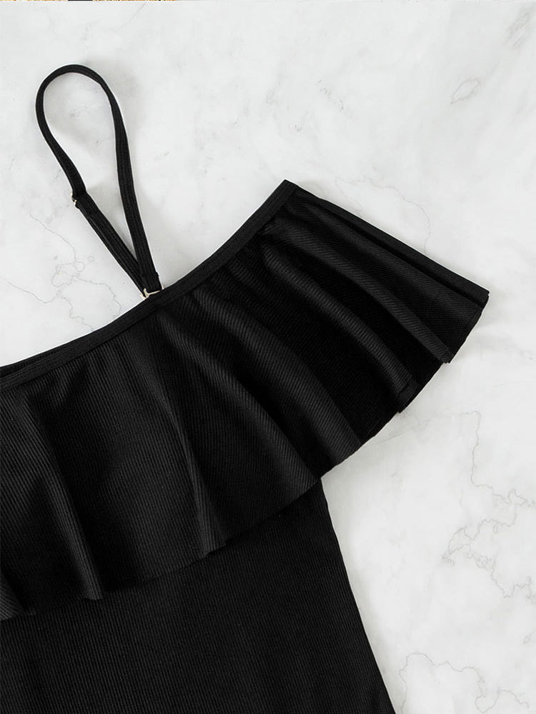 Dam Baddräkt Off-Shoulder Nylon Spandex med Push-Up Effekt-4