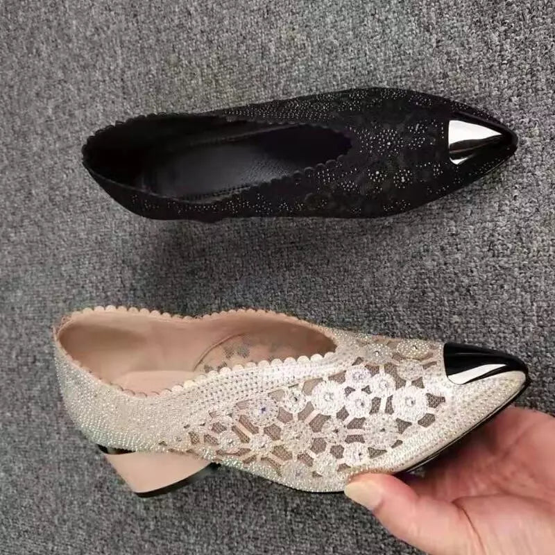 Kvinnors Högklackade Skor Spetsig Tå PU Blockklack Elegant 3