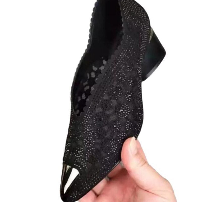 Kvinnors Högklackade Skor Spetsig Tå PU Blockklack Elegant 6