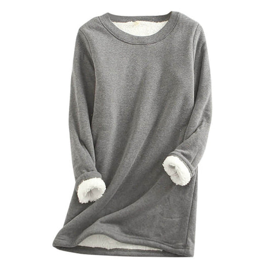 Fleecetröja Dam Lång Avslappnad Stil Mjuk Fleece-Mix-1