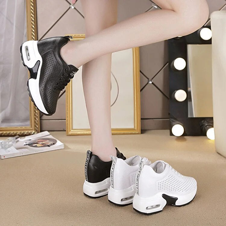 Dam Sneakers Höghöjd Syntetiskt Läder Andningsbar Komfort 5